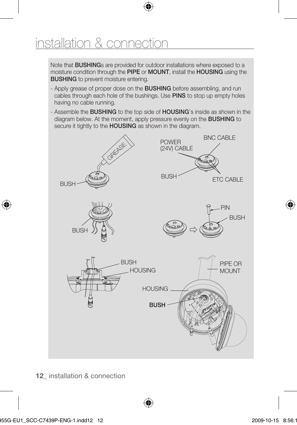 Installation & connection | Samsung SCC-C7439P User Manual | Page 12 / 52