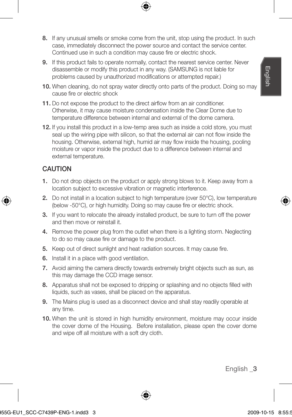 Samsung SCC-C7439P User Manual | Page 3 / 52