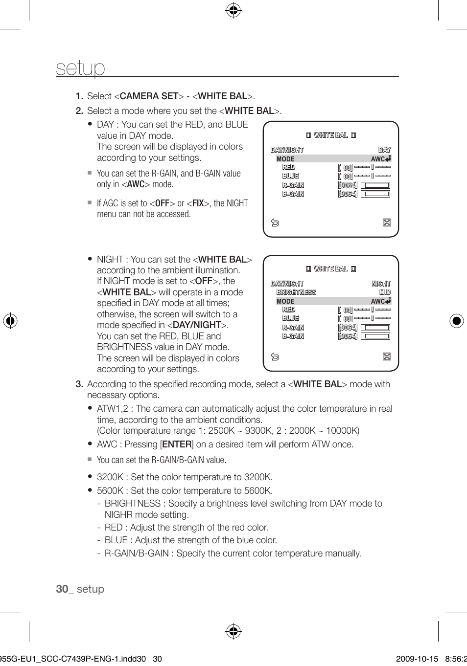 Setup, 0_ setup | Samsung SCC-C7439P User Manual | Page 30 / 52