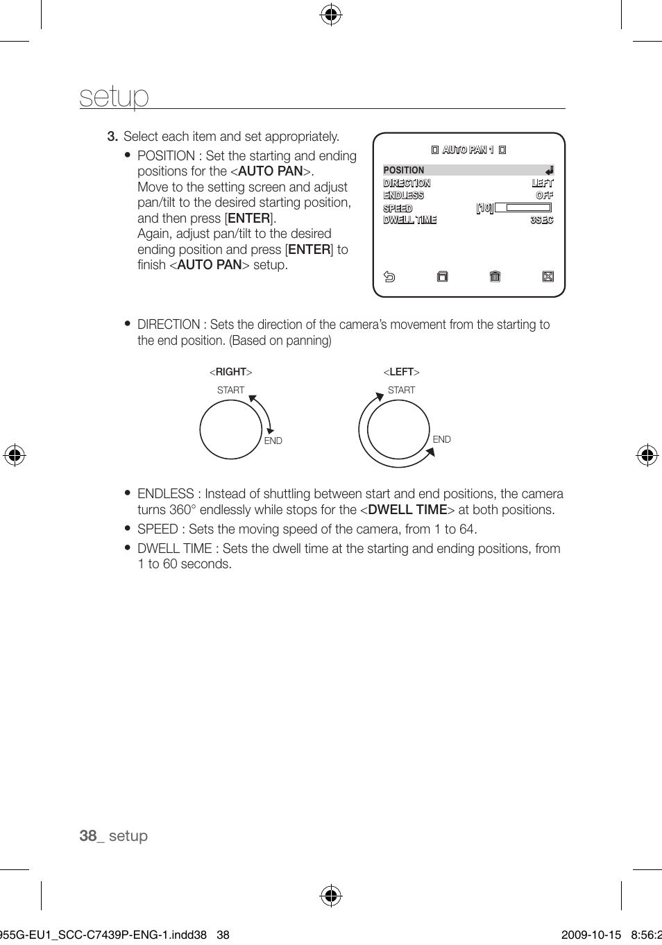 Setup | Samsung SCC-C7439P User Manual | Page 38 / 52