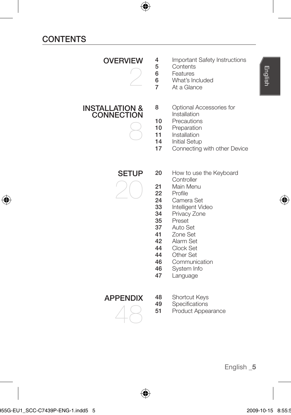 Samsung SCC-C7439P User Manual | Page 5 / 52