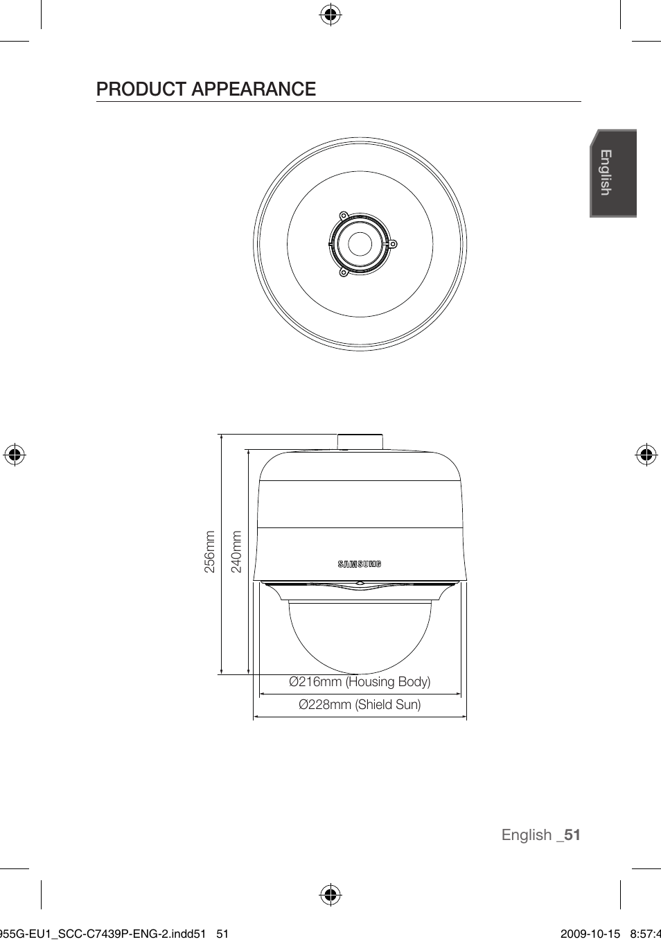 Product appearance | Samsung SCC-C7439P User Manual | Page 51 / 52