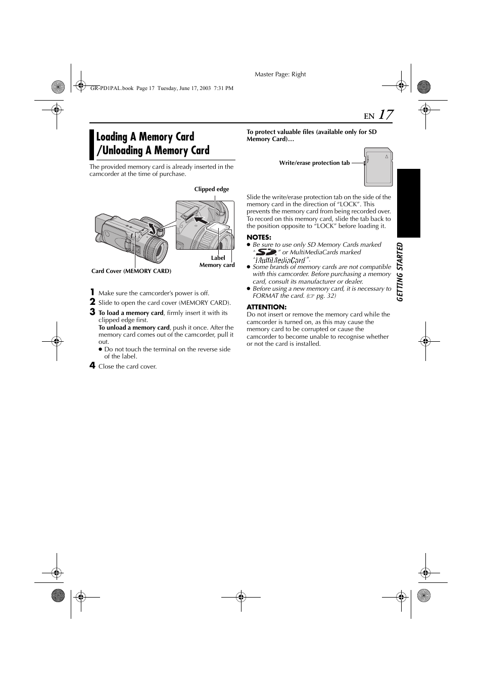 JVC GR-PD1 User Manual | Page 17 / 88