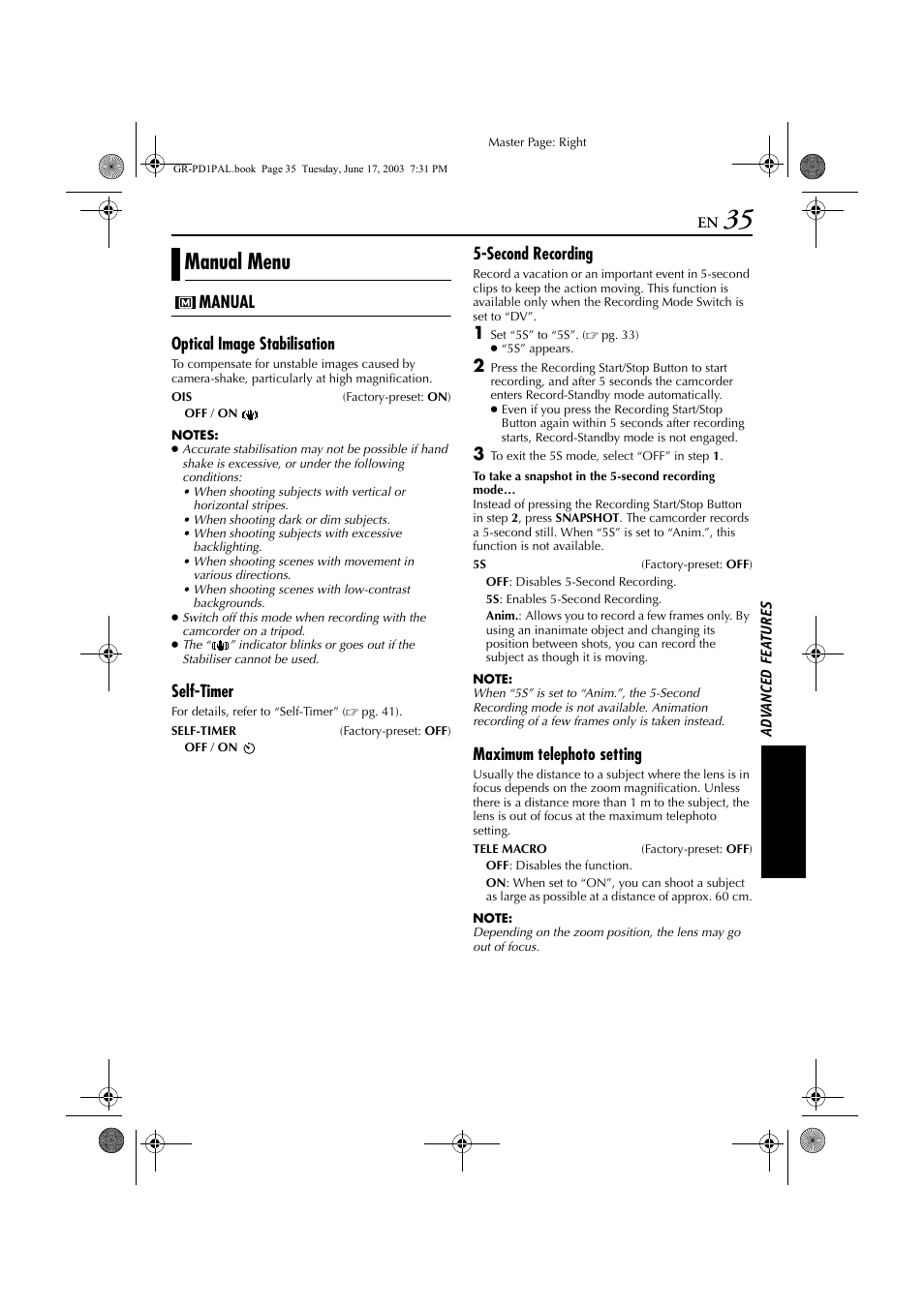 Manual menu | JVC GR-PD1 User Manual | Page 35 / 88