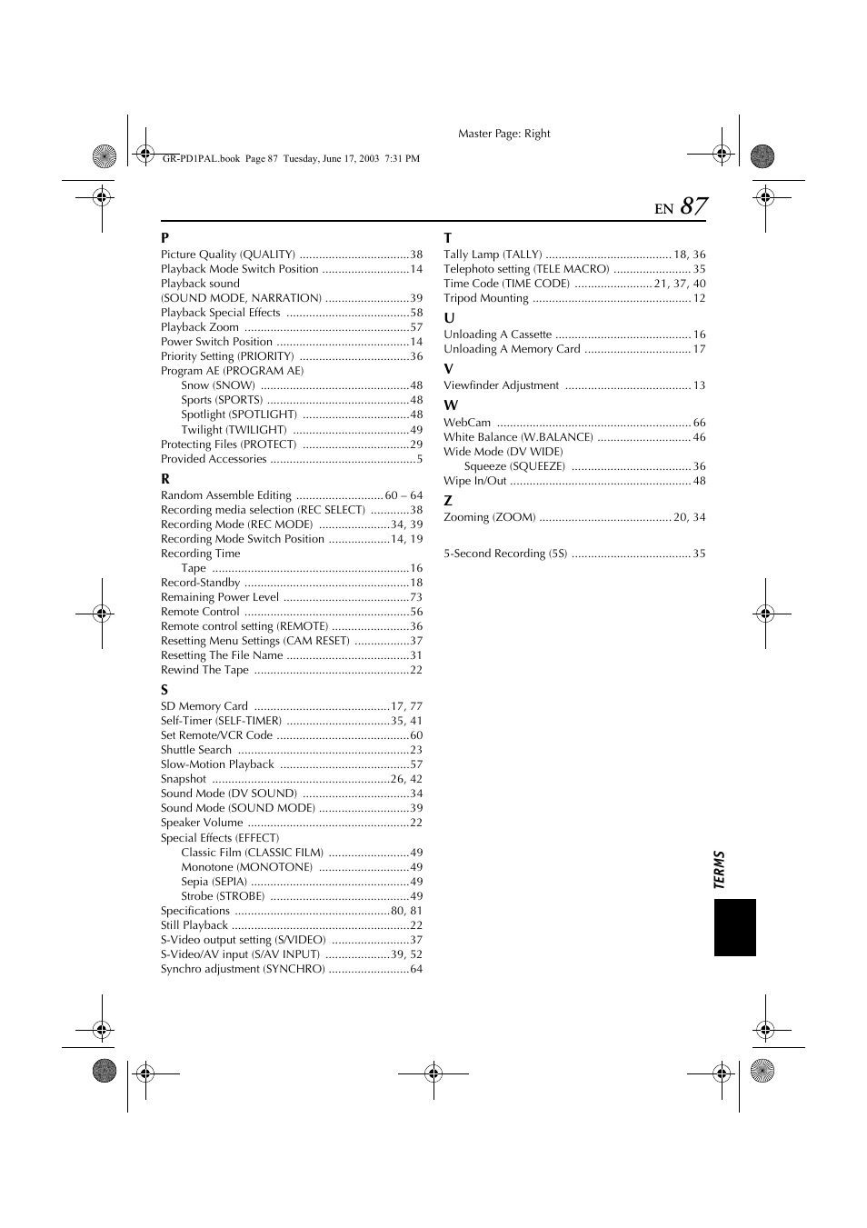 JVC GR-PD1 User Manual | Page 87 / 88