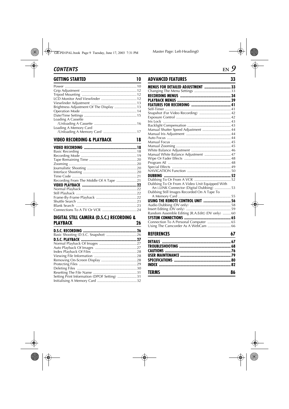 JVC GR-PD1 User Manual | Page 9 / 88