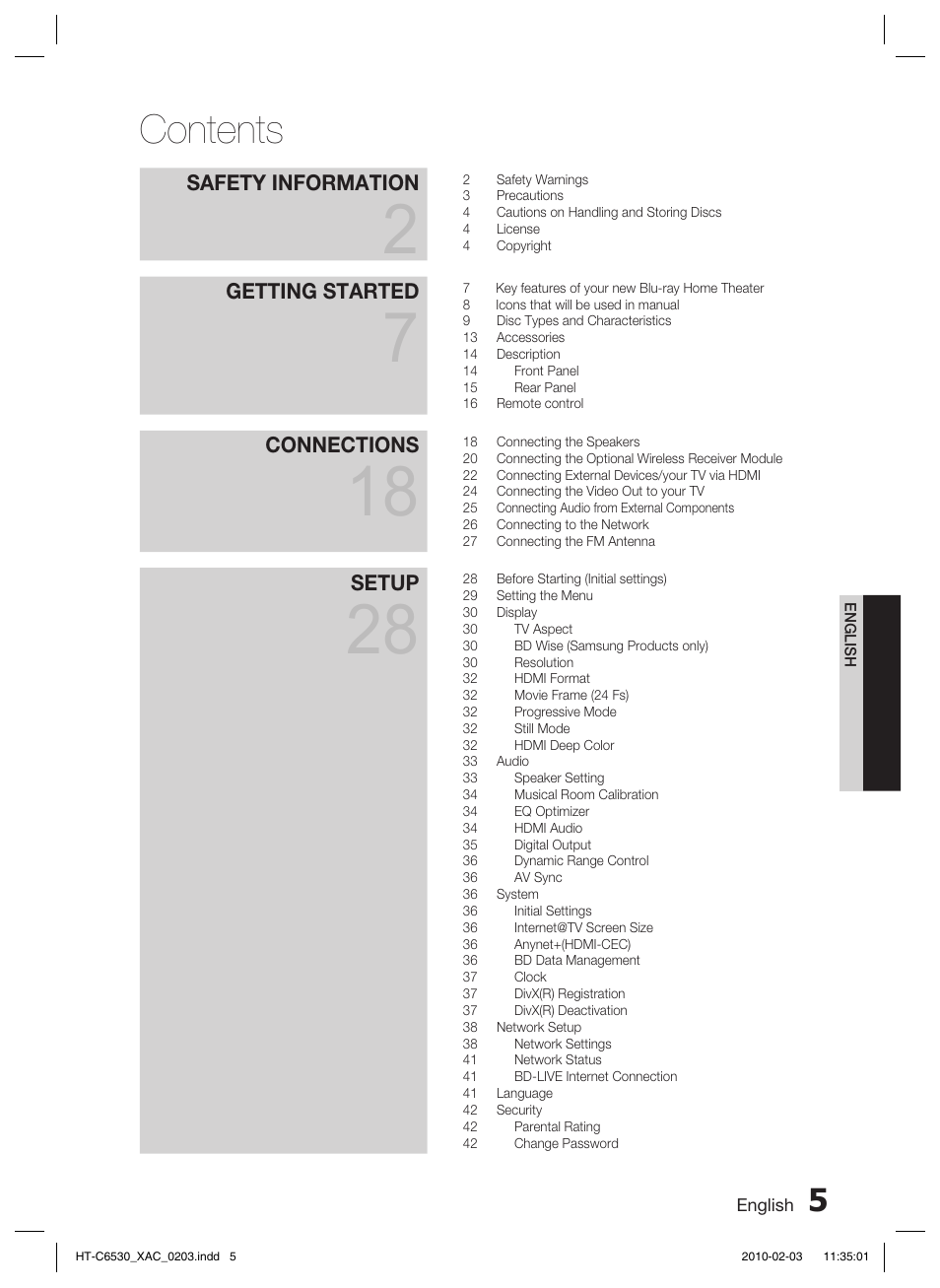 Samsung HT-C6530 User Manual | Page 5 / 69
