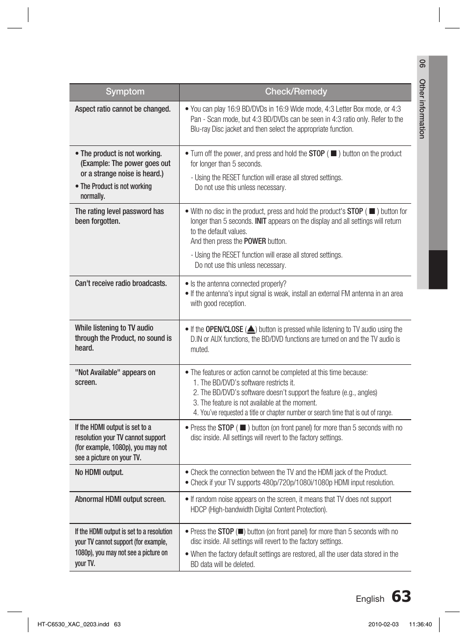 Samsung HT-C6530 User Manual | Page 63 / 69