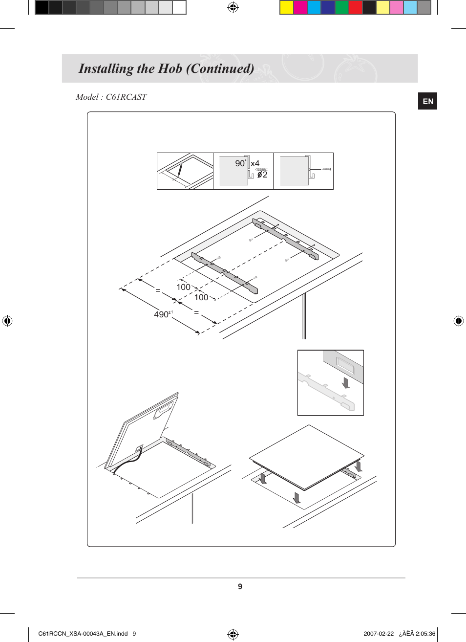 Installing the hob (continued) | Samsung C61RCBAL User Manual | Page 11 / 34