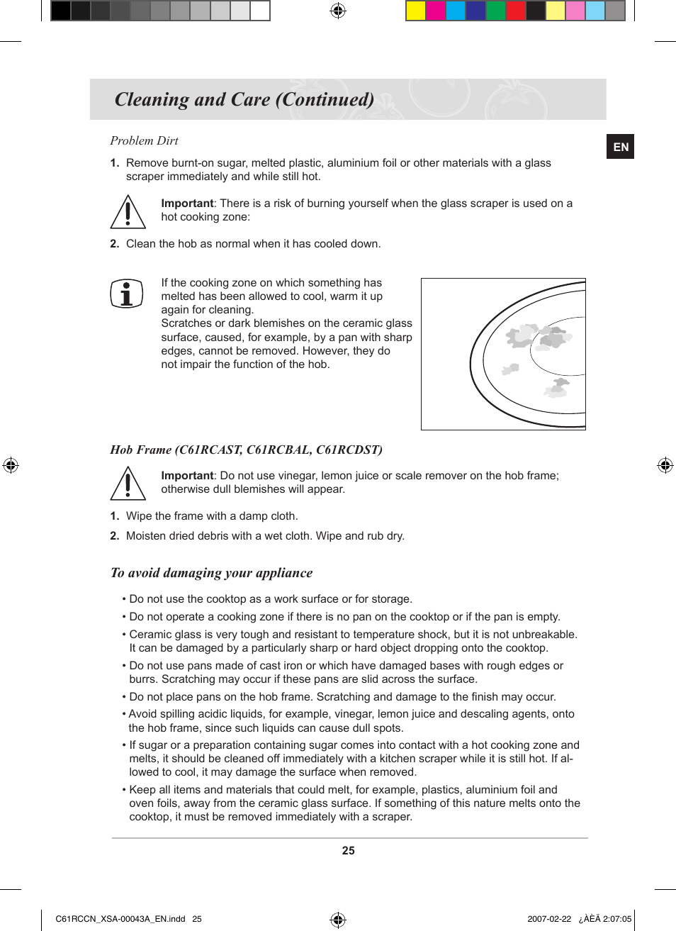 Cleaning and care (continued) | Samsung C61RCBAL User Manual | Page 27 / 34
