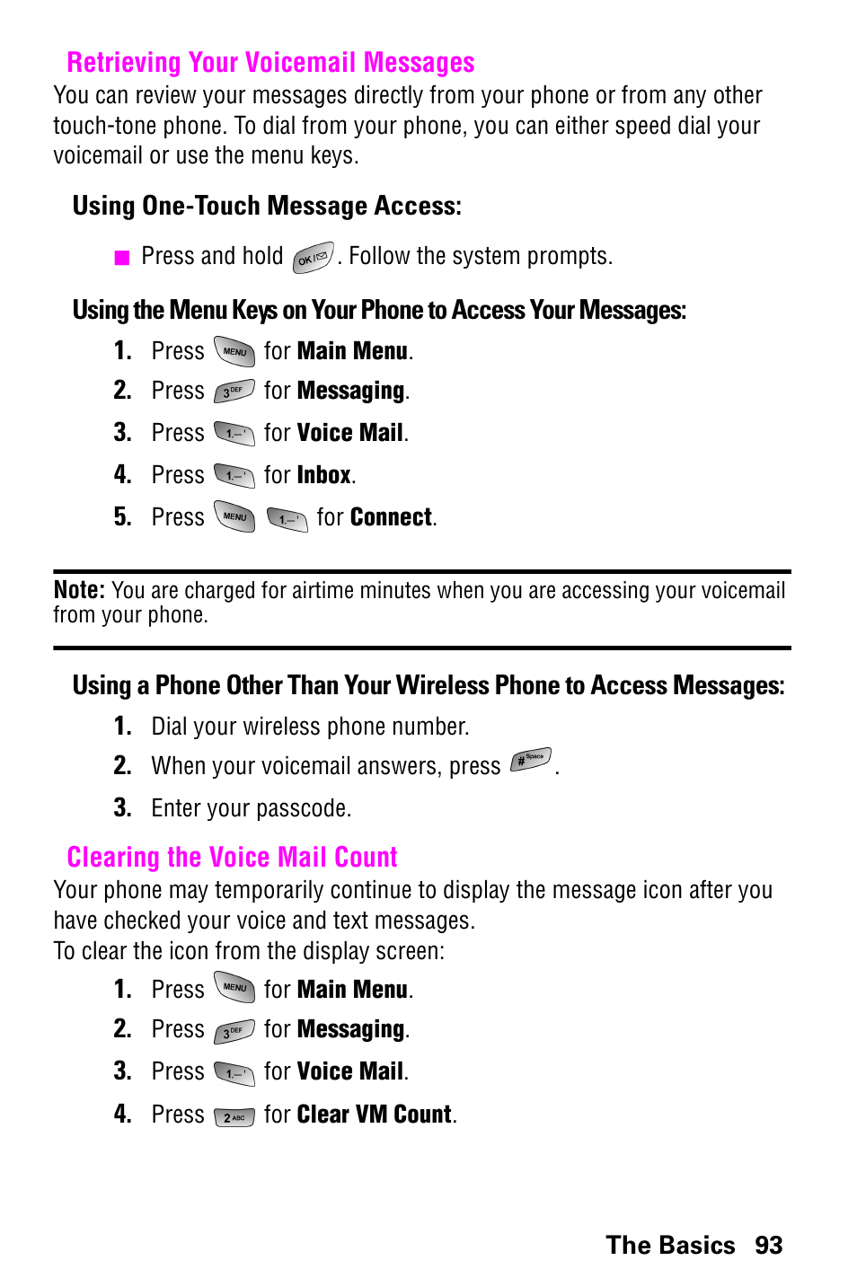 Retrieving your voicemail messages, Clearing the voice mail count | Samsung 022004 User Manual | Page 101 / 142