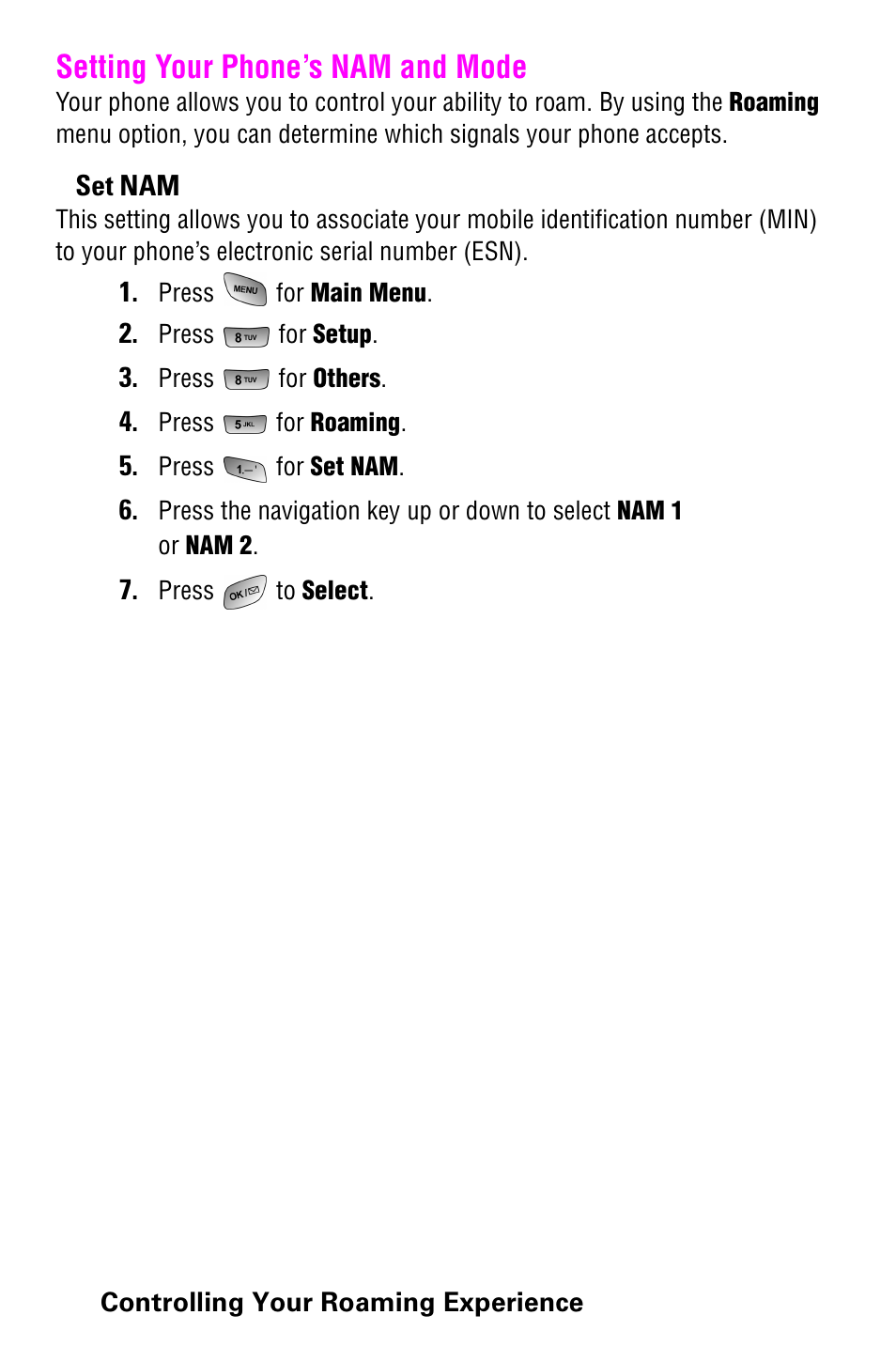 Setting your phone’s nam and mode | Samsung 022004 User Manual | Page 42 / 142