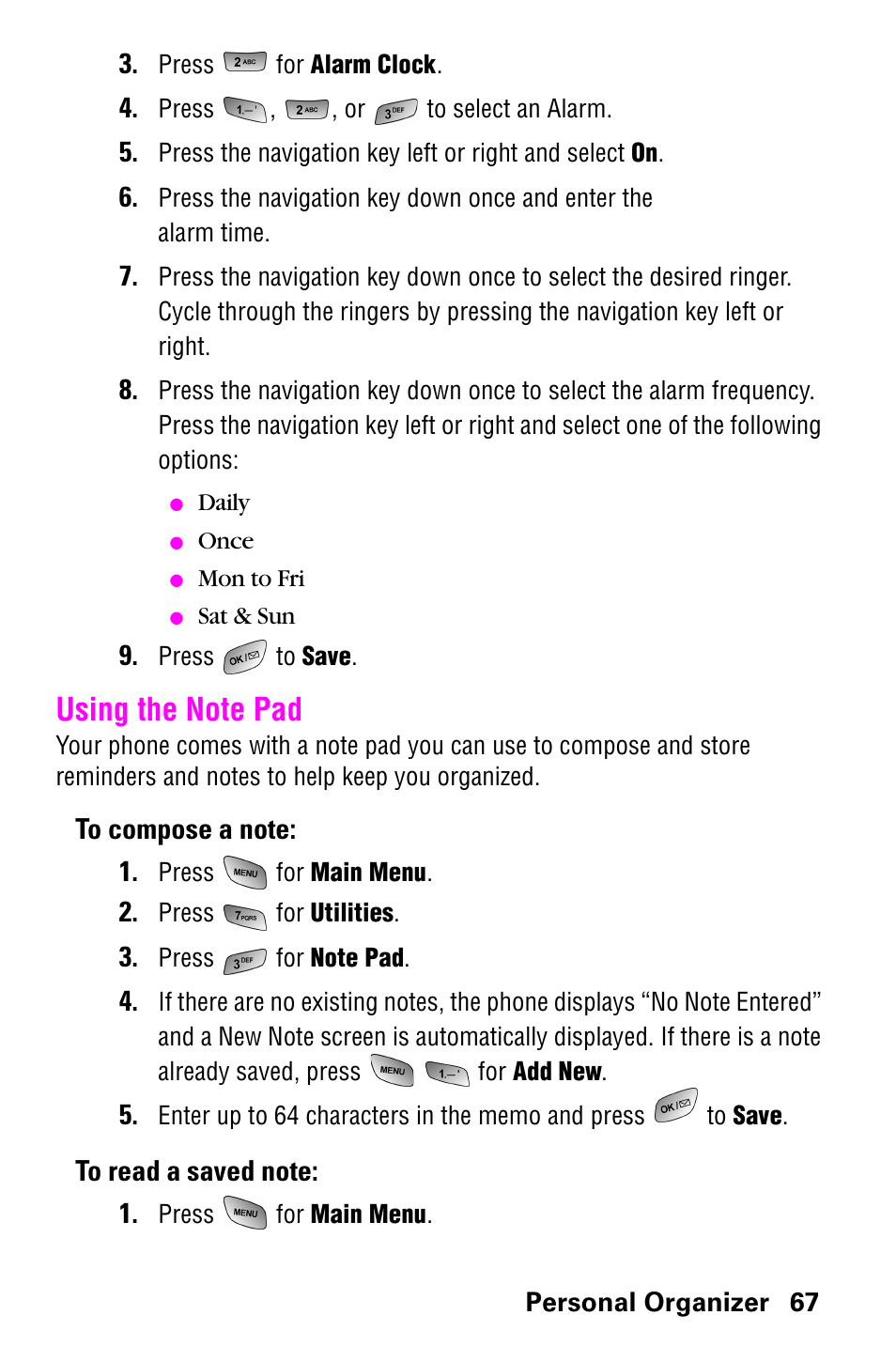 Using the note pad | Samsung 022004 User Manual | Page 75 / 142