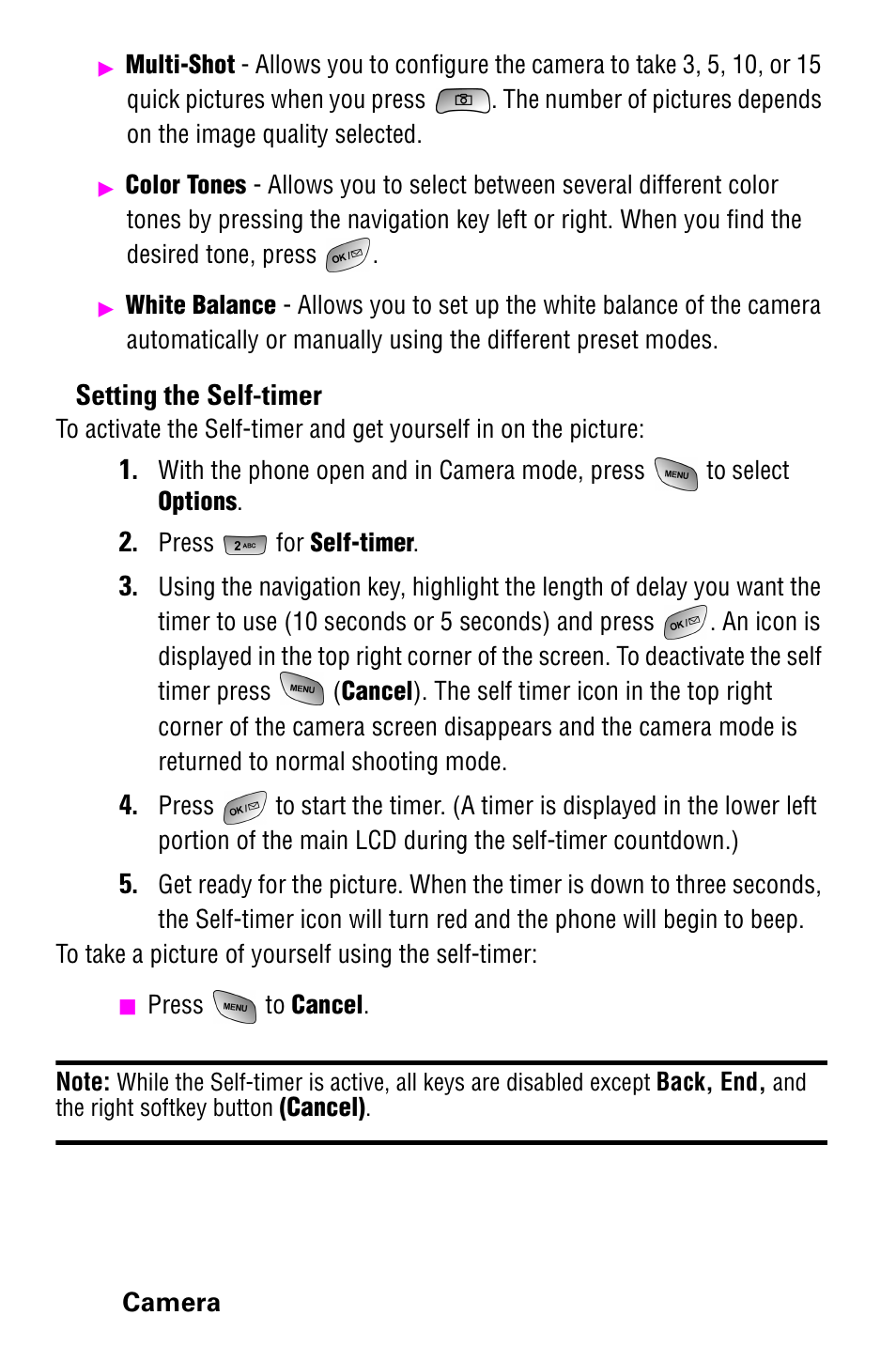 Setting the self-timer | Samsung 022004 User Manual | Page 94 / 142