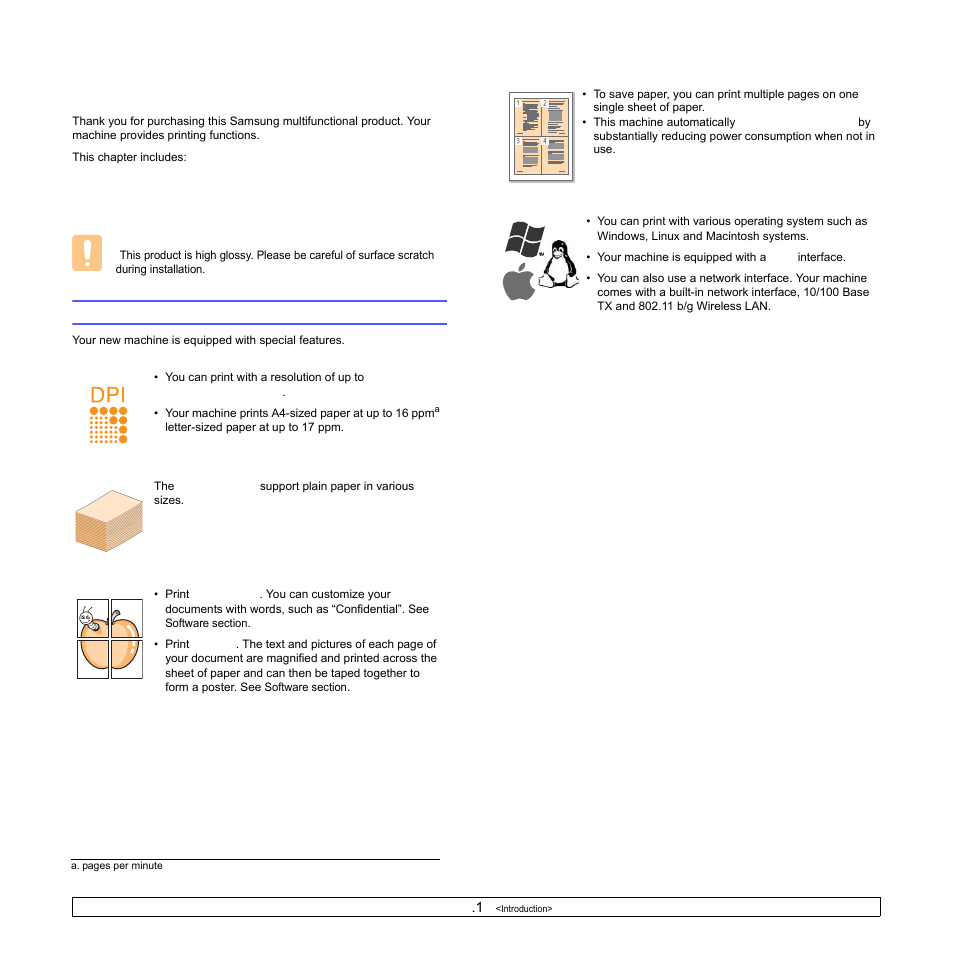 Introduction, Special features | Samsung ML-1630W Series User Manual | Page 13 / 98