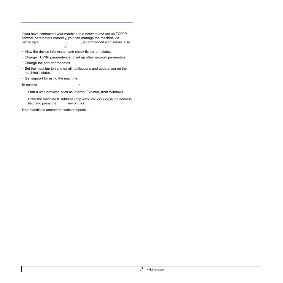 Managing your machine from the website | Samsung ML-1630W Series User Manual | Page 42 / 98