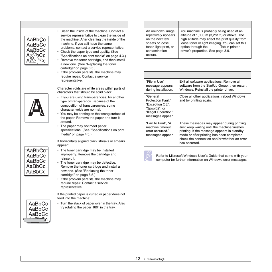 Common windows problems | Samsung ML-1630W Series User Manual | Page 54 / 98