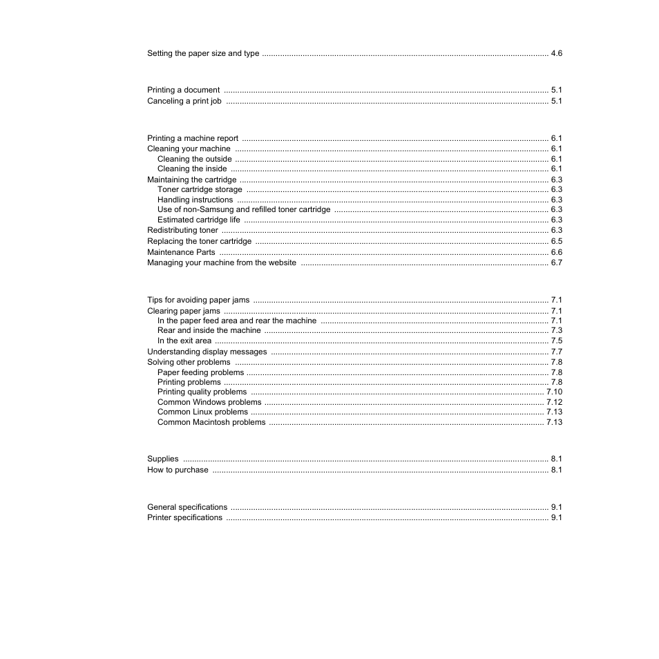 Samsung ML-1630W Series User Manual | Page 6 / 98