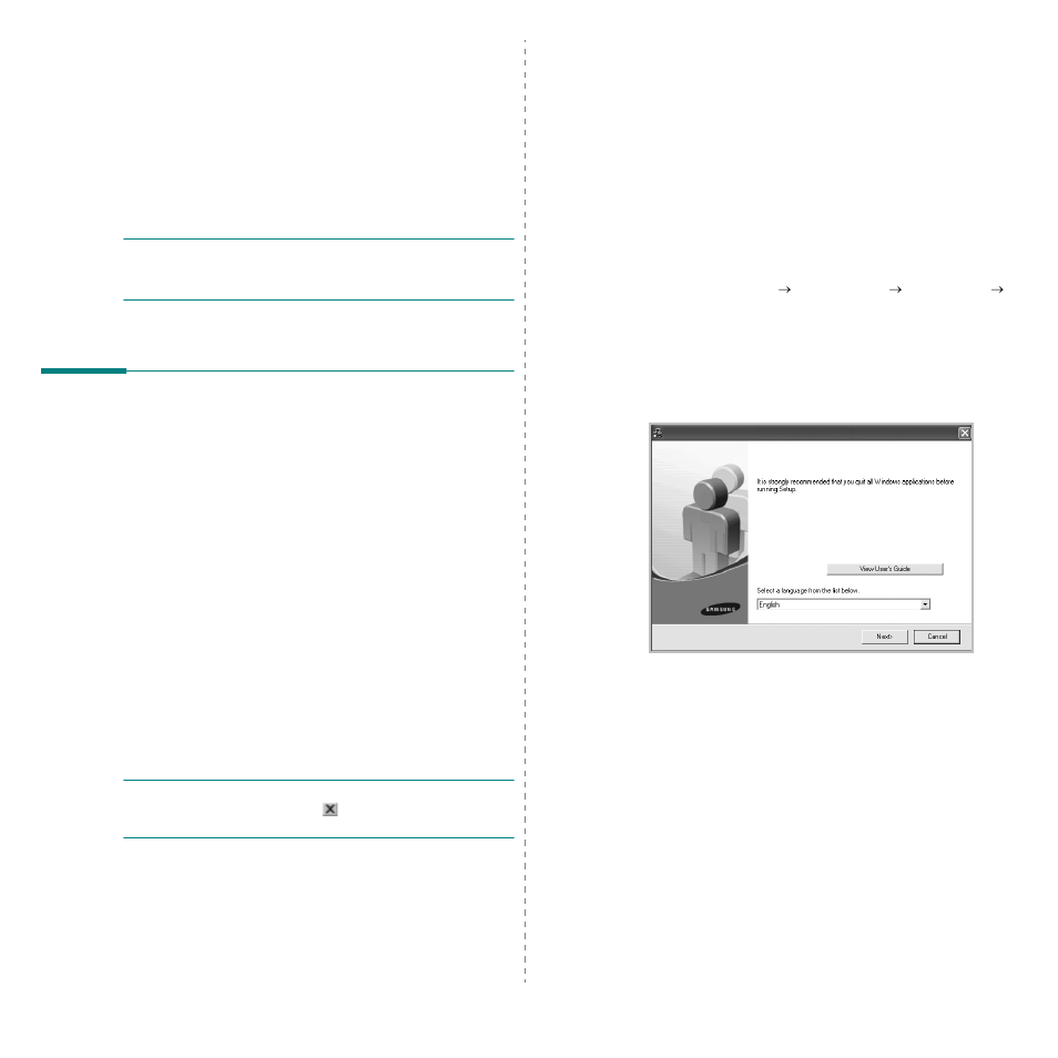 Installing printer software in windows, Installing printer software, Installing software for local printing | Chapter 1 | Samsung ML-1630W Series User Manual | Page 64 / 98