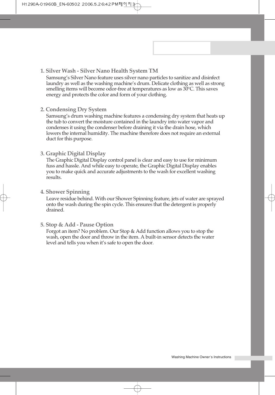 Features | Samsung H1245A H1290A User Manual | Page 3 / 24