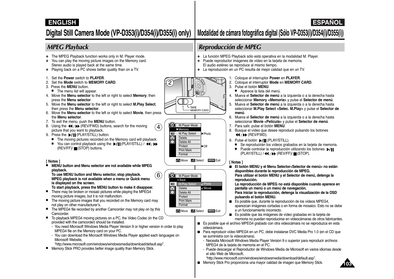Español english, Mpeg playback, Reproducción de mpeg | Samsung AD68-00839J User Manual | Page 104 / 122