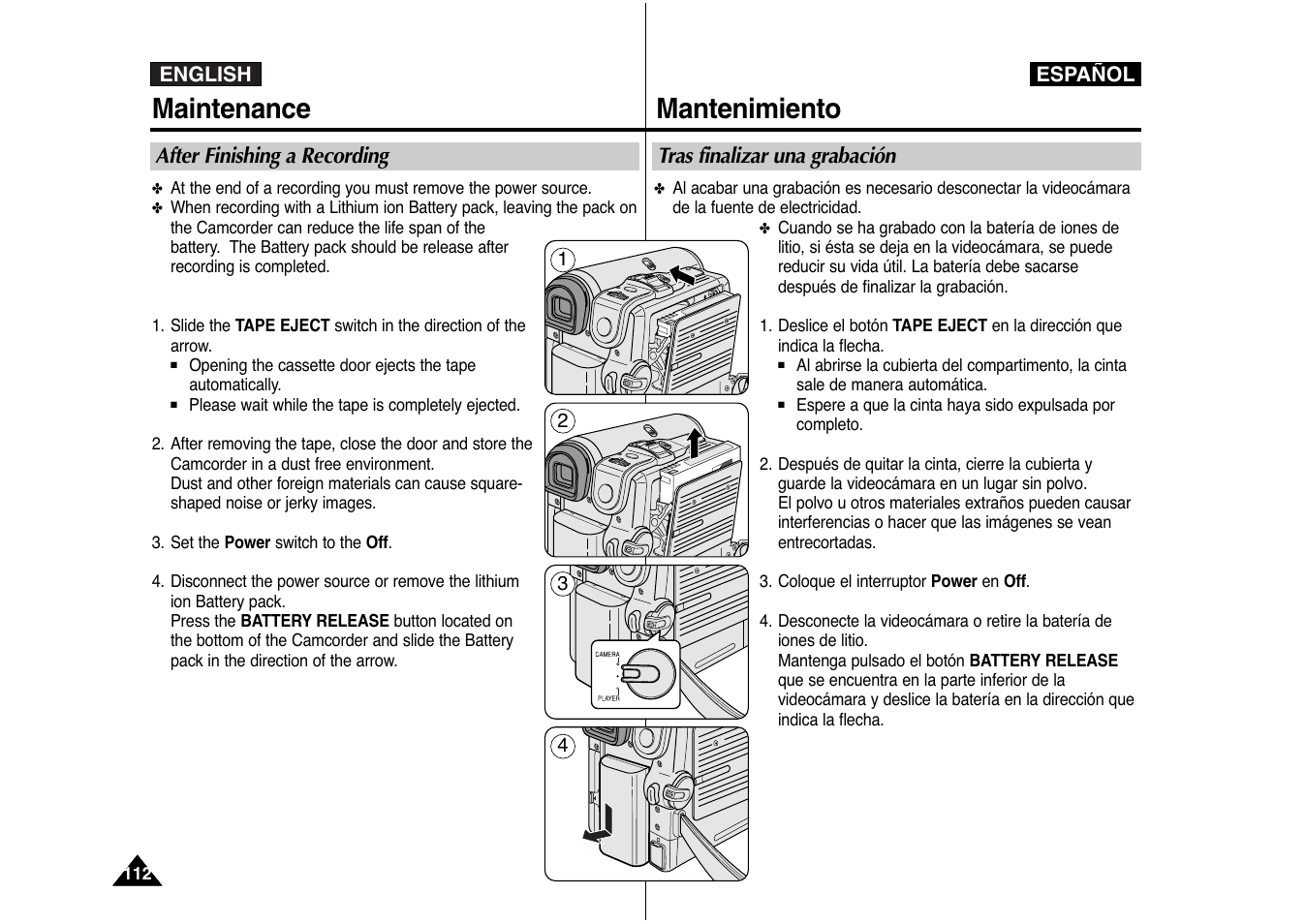 Maintenance mantenimiento | Samsung AD68-00839J User Manual | Page 113 / 122