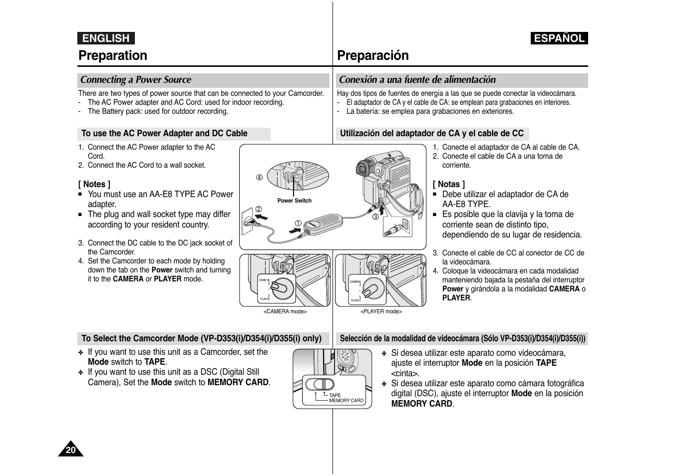Preparation preparación, English español | Samsung AD68-00839J User Manual | Page 21 / 122