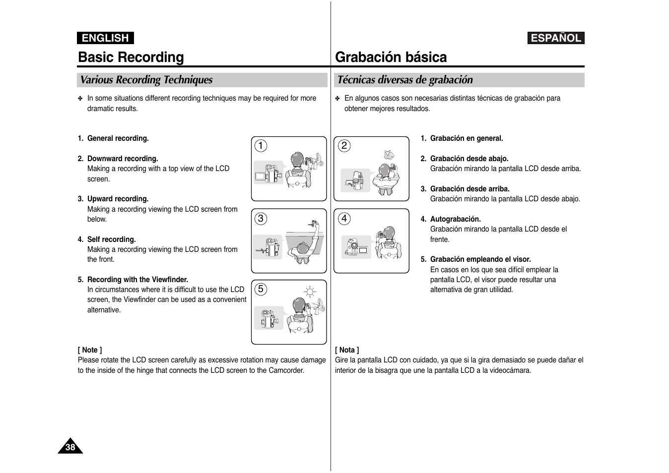 Basic recording, Grabación básica | Samsung AD68-00839J User Manual | Page 39 / 122
