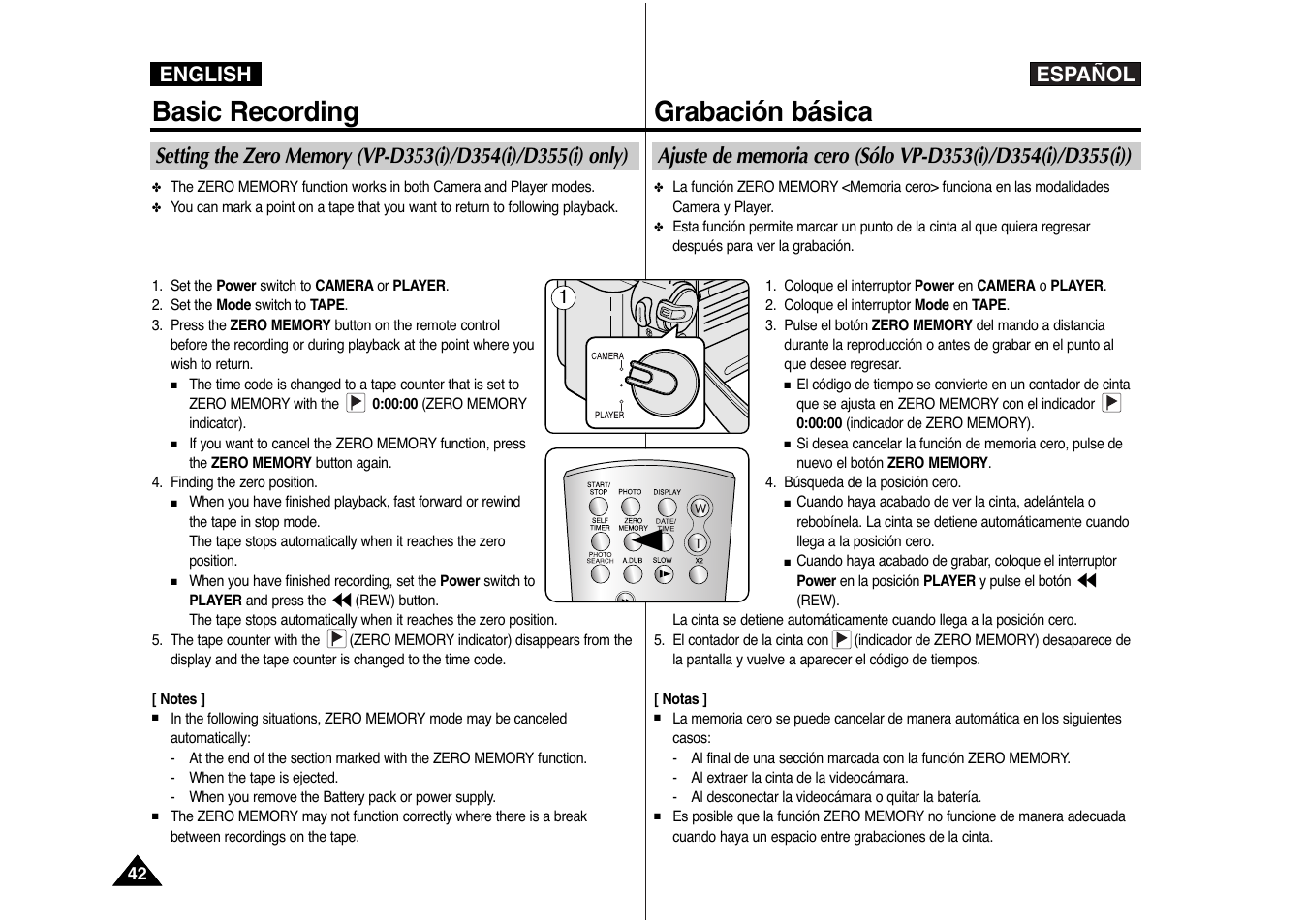 Basic recording, Grabación básica, Español | English | Samsung AD68-00839J User Manual | Page 43 / 122