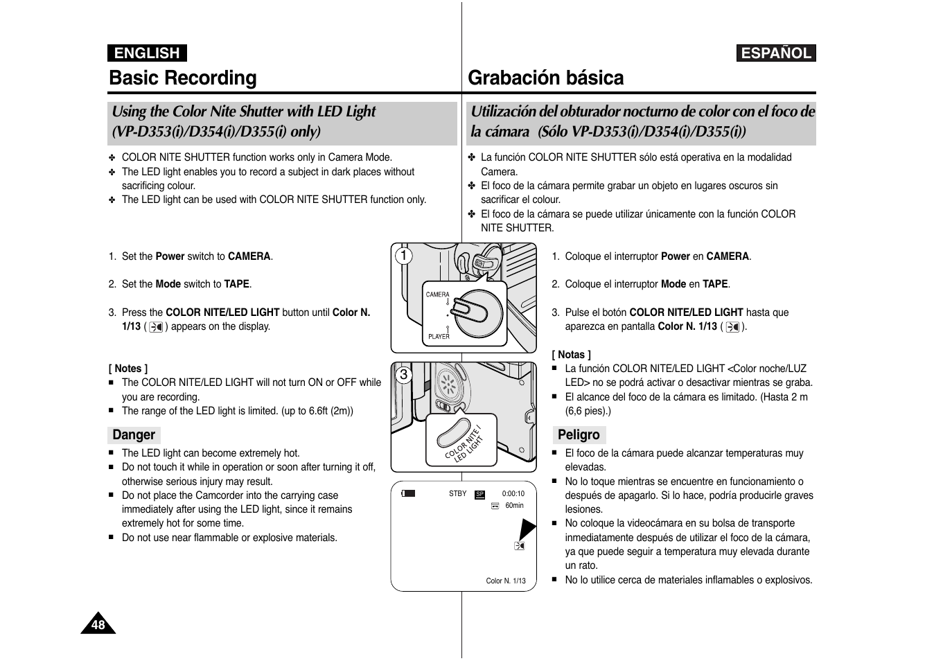 Basic recording, Grabación básica, Español | English | Samsung AD68-00839J User Manual | Page 49 / 122