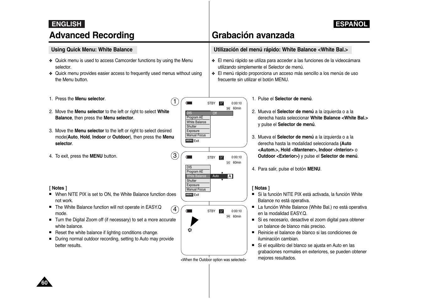Advanced recording, Grabación avanzada, English español | Samsung AD68-00839J User Manual | Page 61 / 122