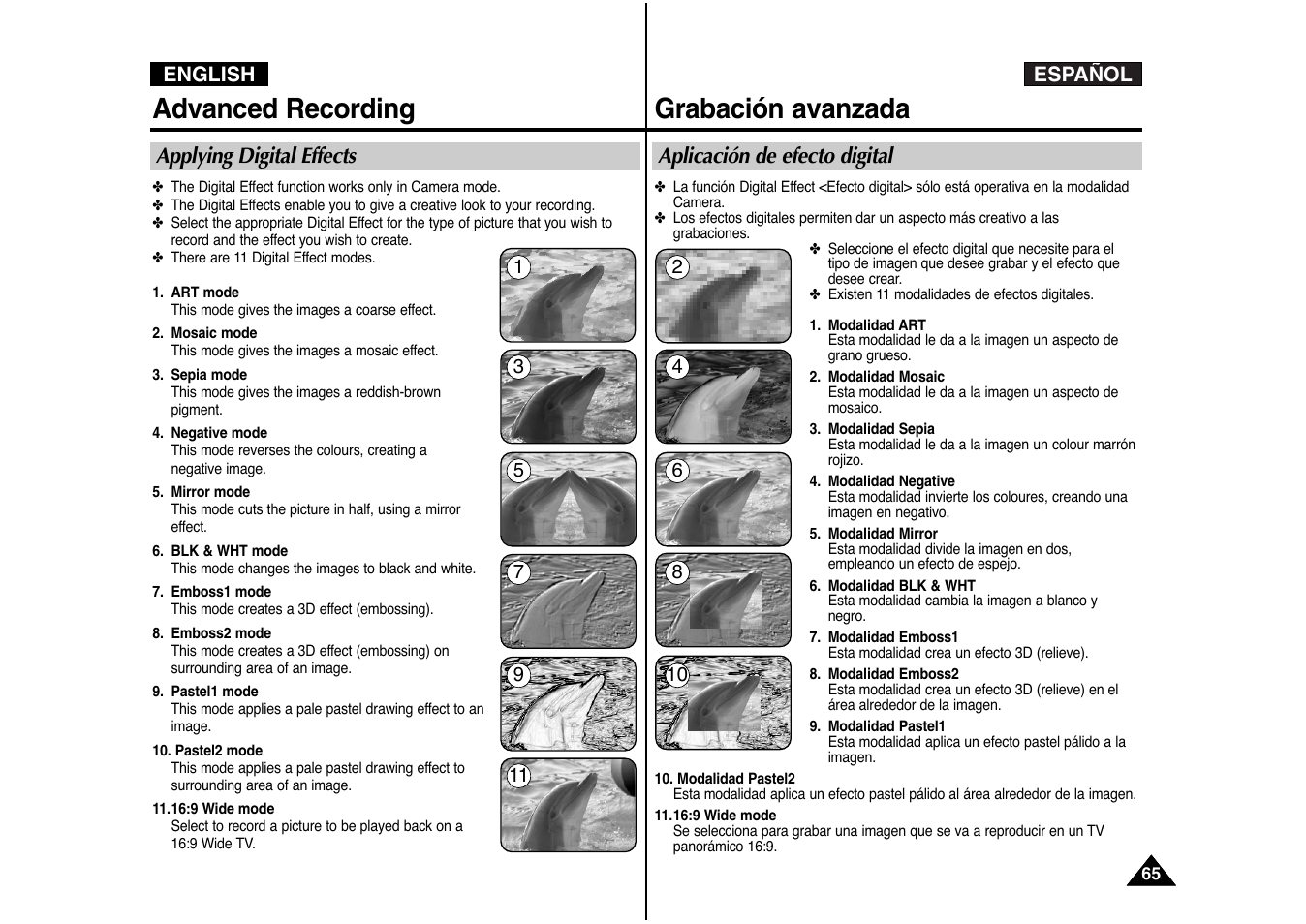 Advanced recording, Grabación avanzada | Samsung AD68-00839J User Manual | Page 66 / 122