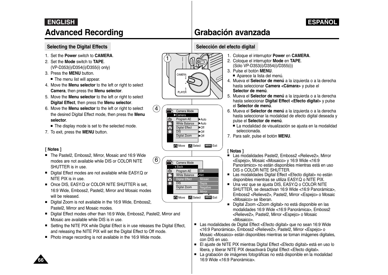 Advanced recording, Grabación avanzada, English español | Samsung AD68-00839J User Manual | Page 67 / 122