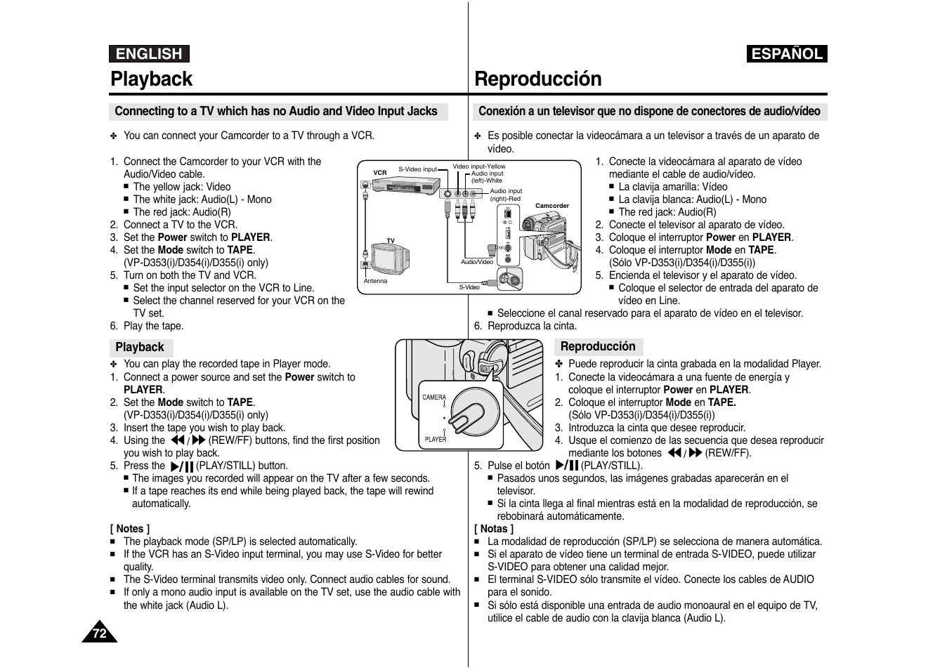 Playback, Reproducción, English español | Samsung AD68-00839J User Manual | Page 73 / 122