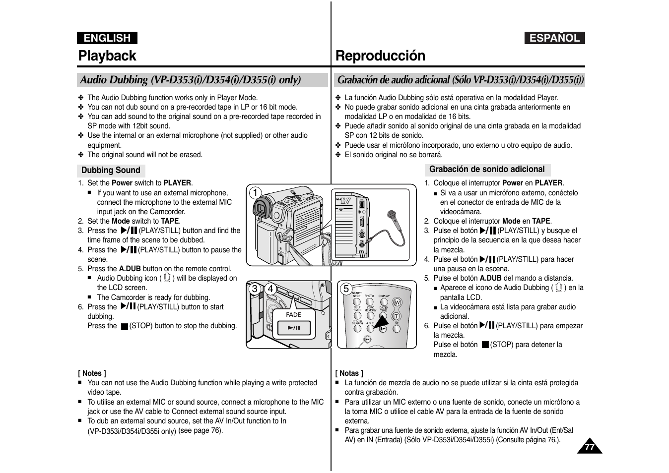 Playback, Reproducción, Español english | Samsung AD68-00839J User Manual | Page 78 / 122