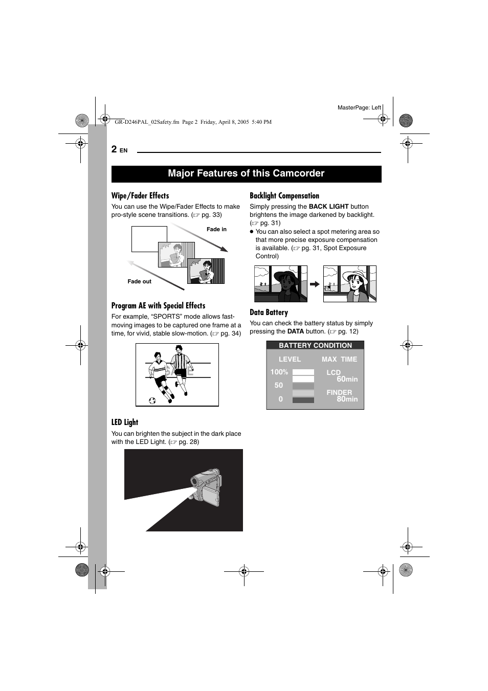 Major features of this camcorder | JVC GR-D246 User Manual | Page 2 / 48