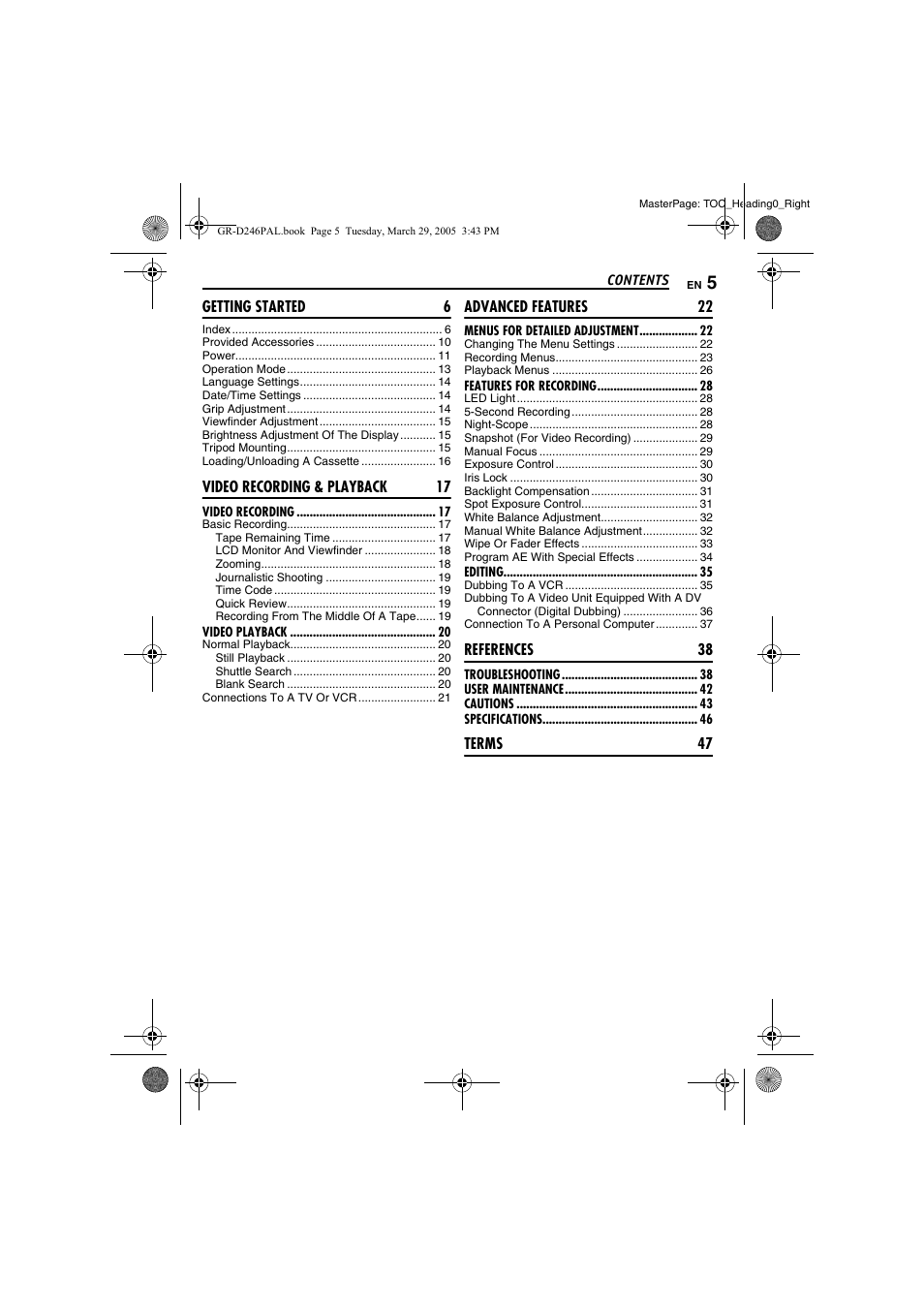 JVC GR-D246 User Manual | Page 5 / 48