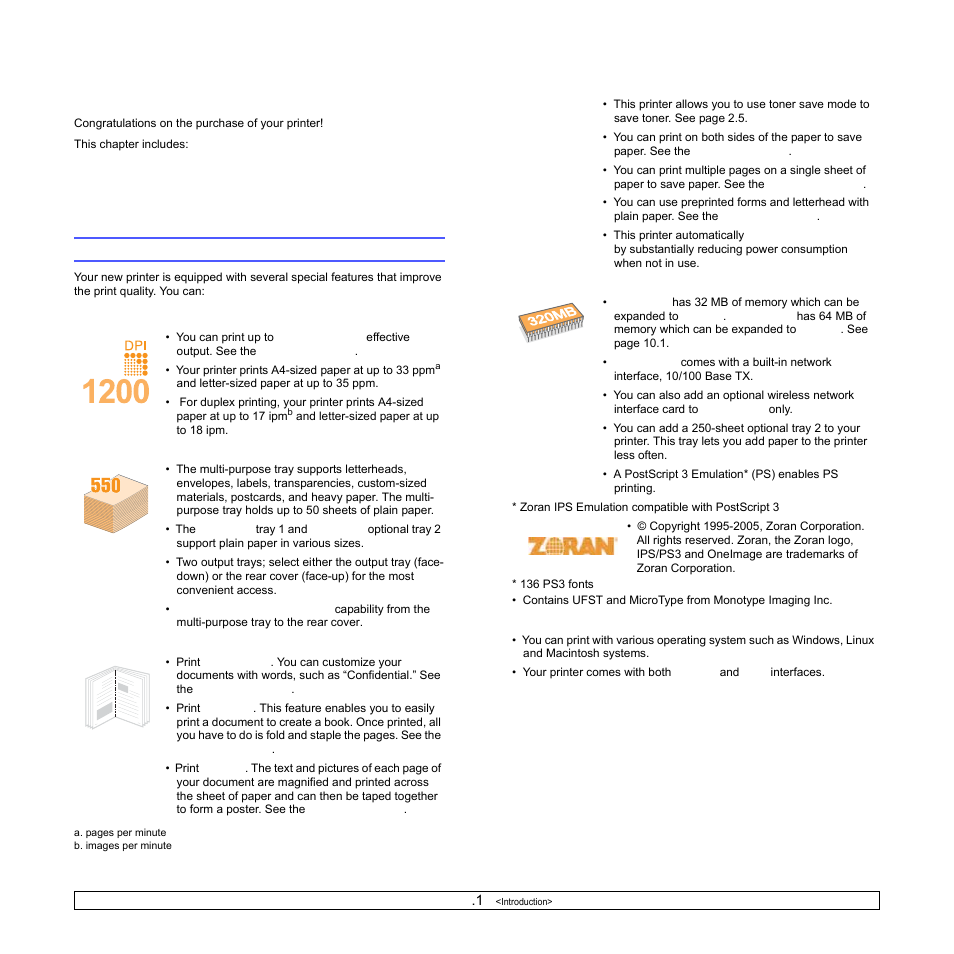 Introduction, Special features | Samsung ML-3470D User Manual | Page 11 / 103