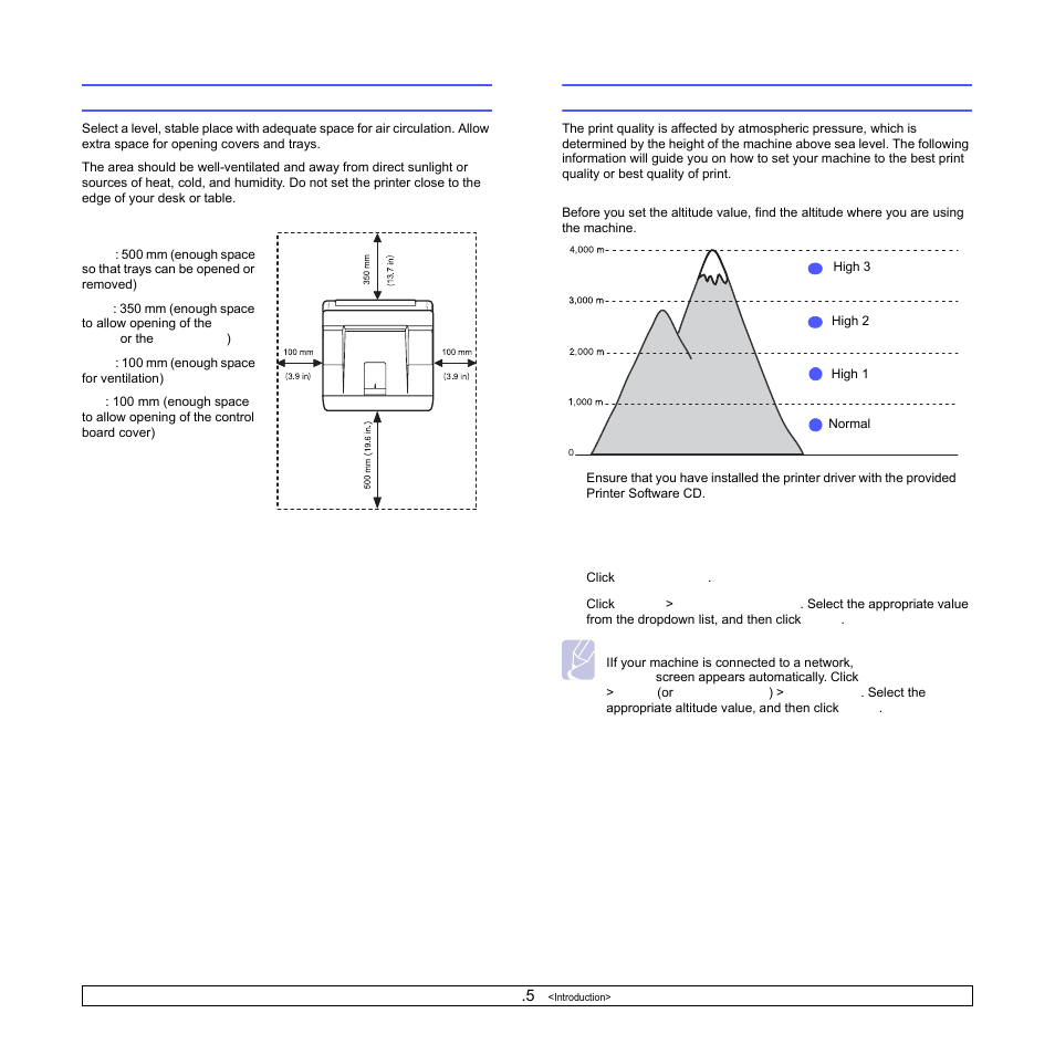 Selecting a location, Altitude adjustment, Selecting a location altitude adjustment | Samsung ML-3470D User Manual | Page 15 / 103