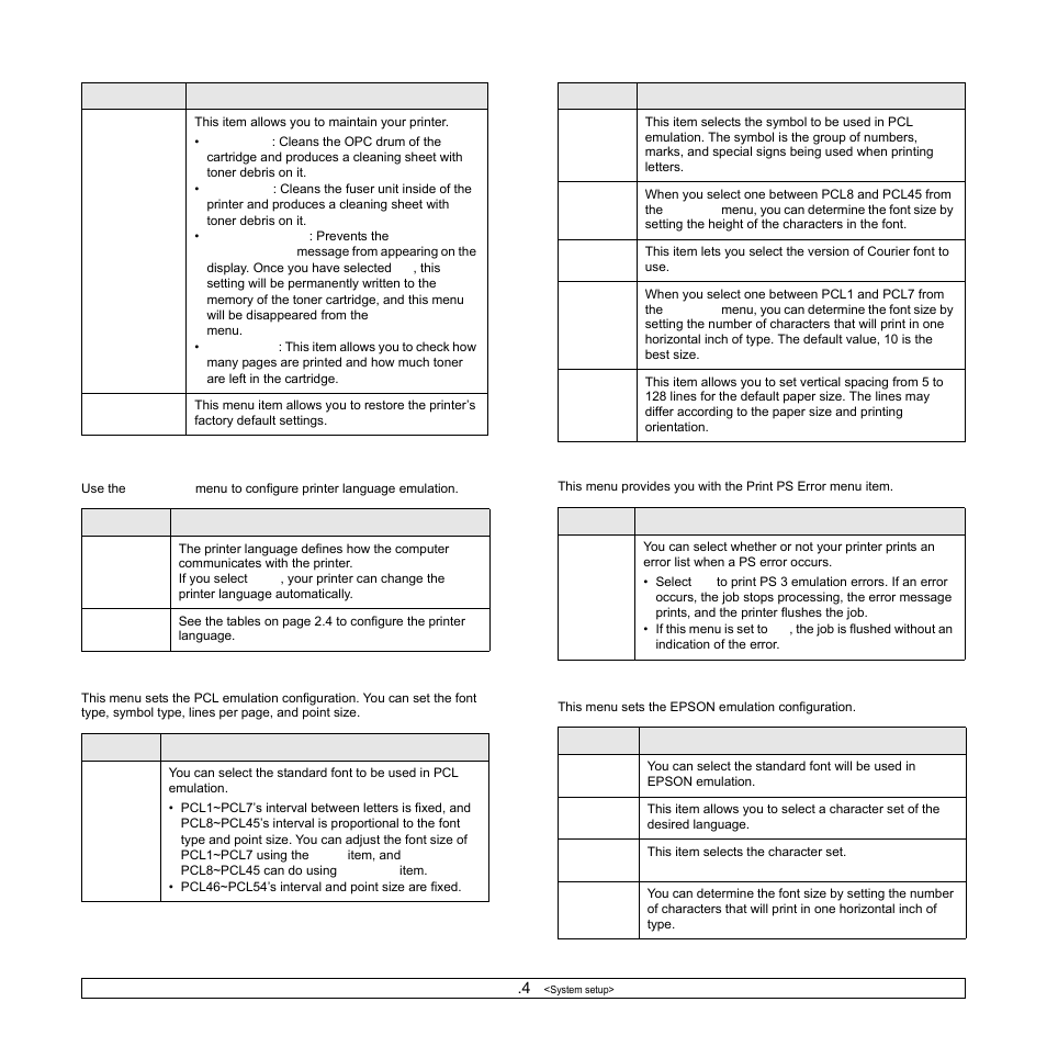 Emulation menu | Samsung ML-3470D User Manual | Page 19 / 103
