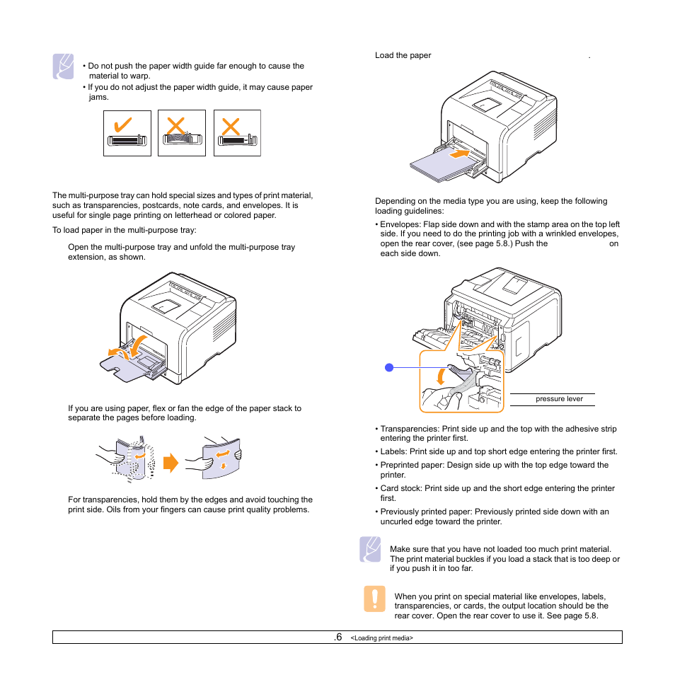 Using the multi-purpose tray | Samsung ML-3470D User Manual | Page 33 / 103