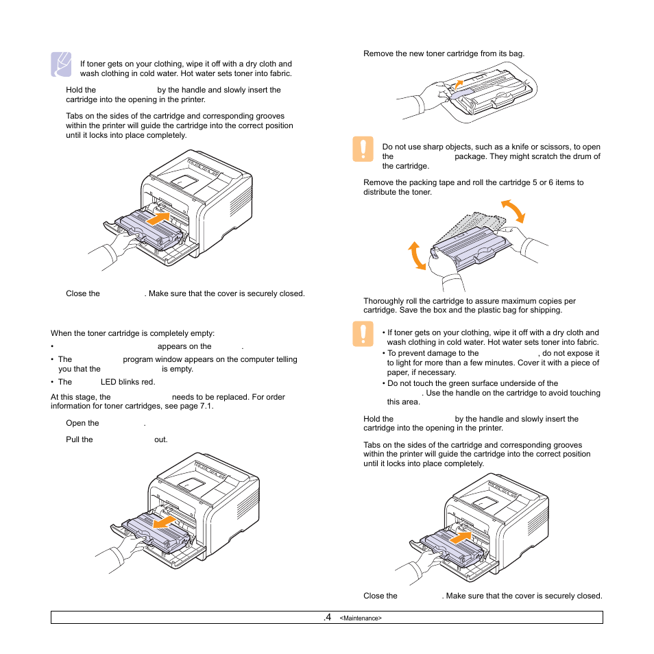 Replacing the toner cartridge | Samsung ML-3470D User Manual | Page 41 / 103
