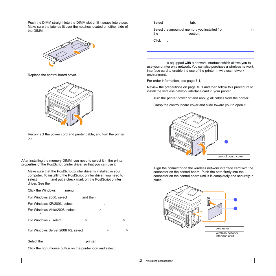 Installing a wireless network interface card | Samsung ML-3470D User Manual | Page 58 / 103