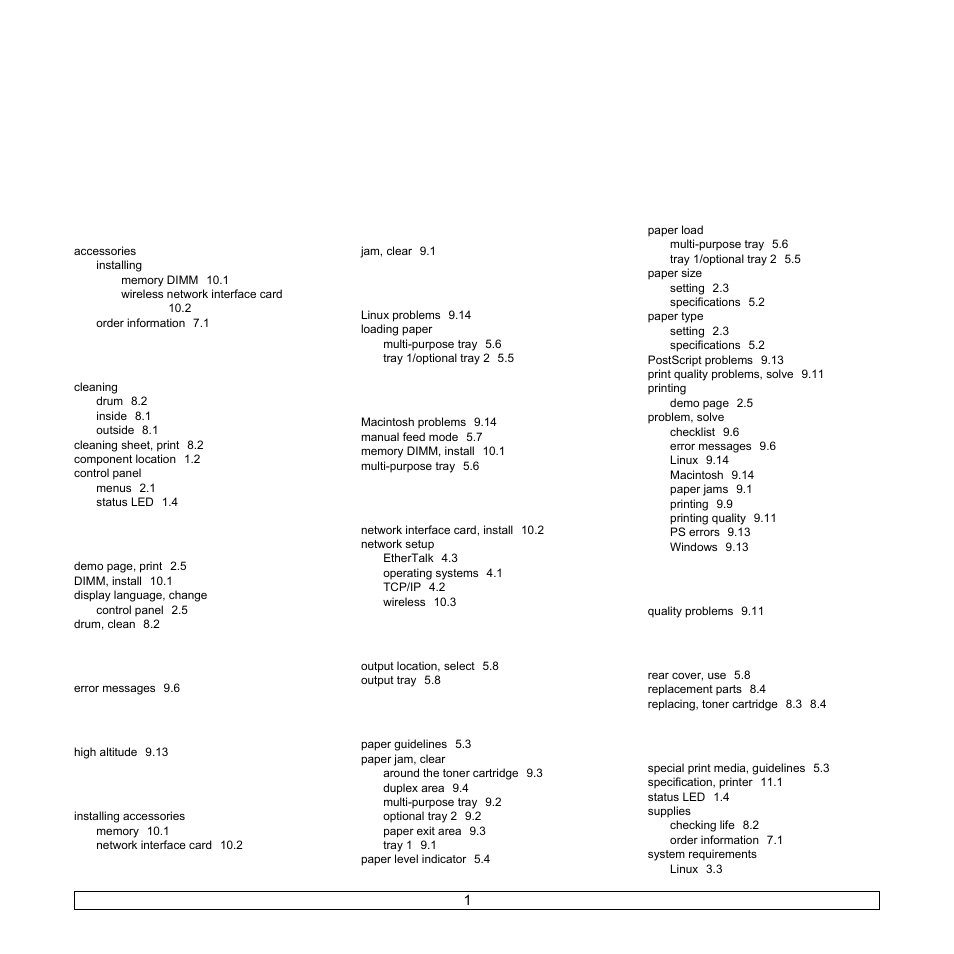 Index, Ndex | Samsung ML-3470D User Manual | Page 62 / 103