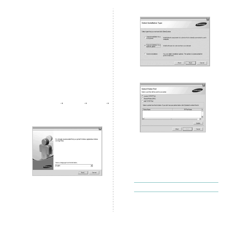 Installing software for network printing | Samsung ML-3470D User Manual | Page 71 / 103