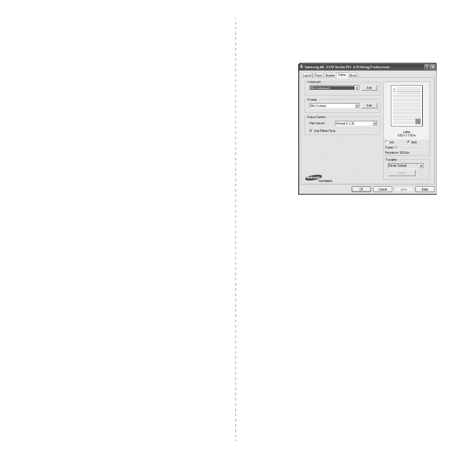 Extras tab | Samsung ML-3470D User Manual | Page 80 / 103