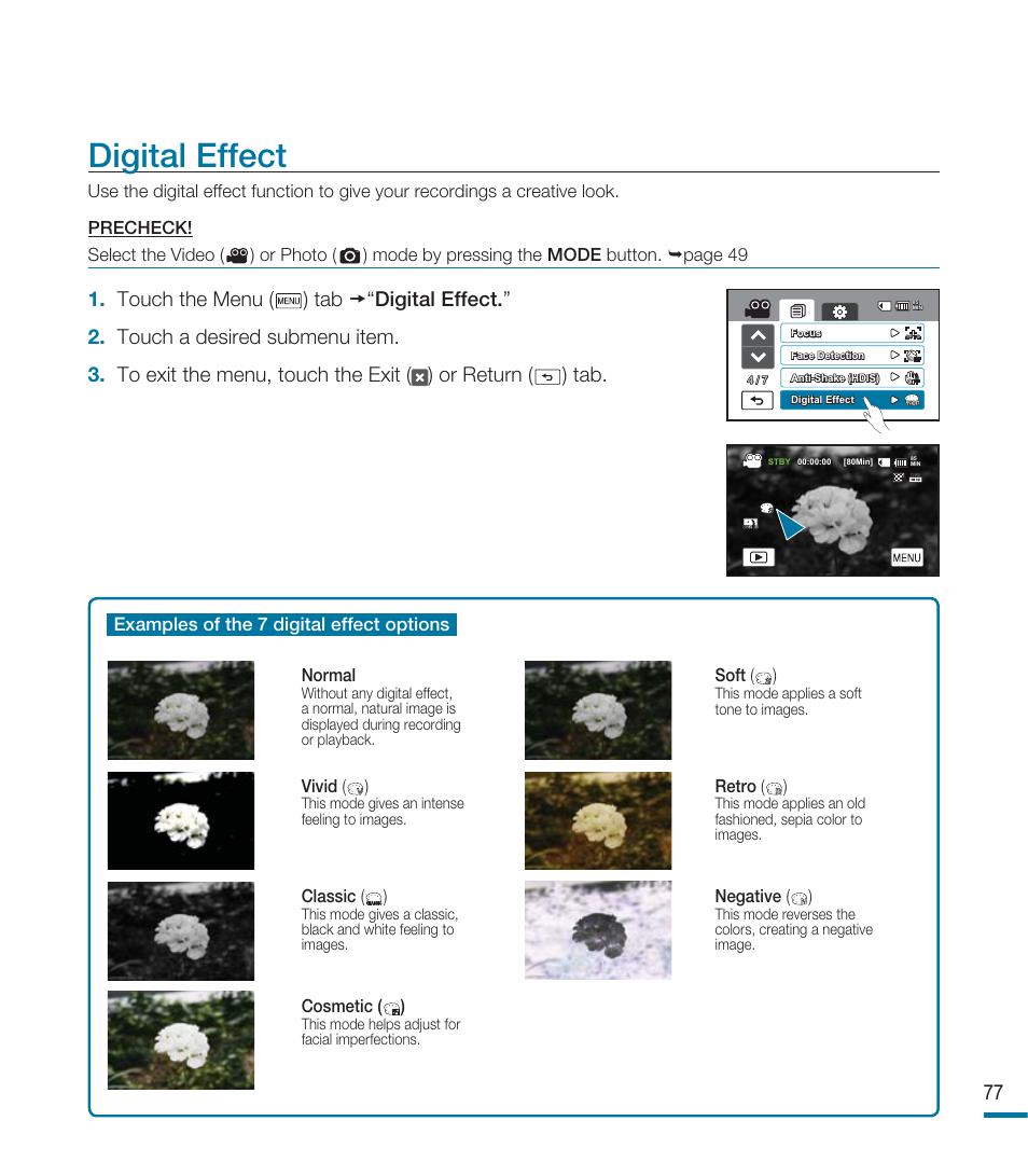Digital effect | Samsung HMX-M20N User Manual | Page 81 / 147