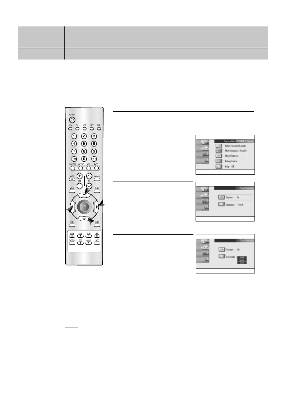 Setting up captions (on-screen text messages) | Samsung SIR-T151 User Manual | Page 31 / 45