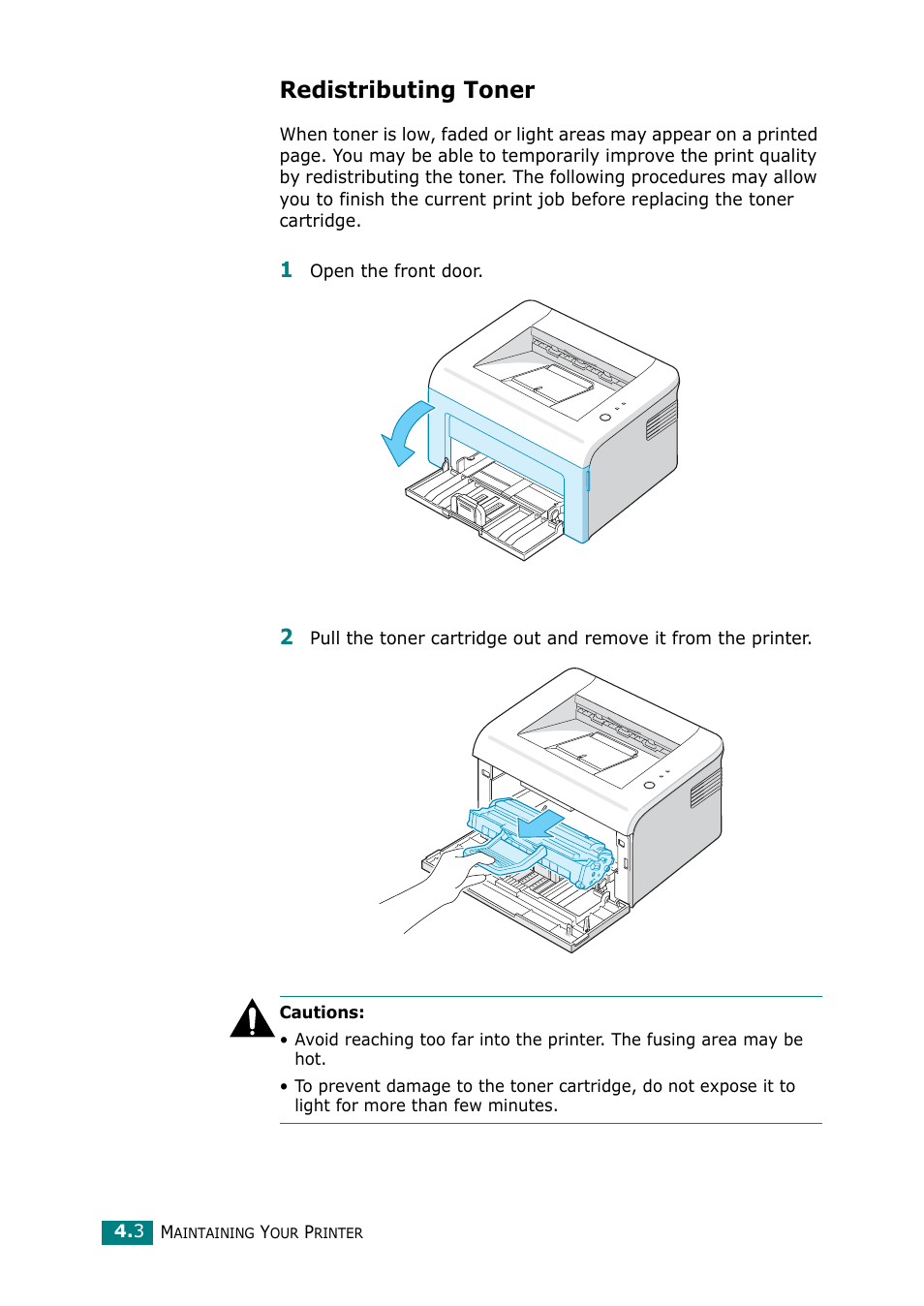 Redistributing toner | Samsung ML-1615 User Manual | Page 47 / 110