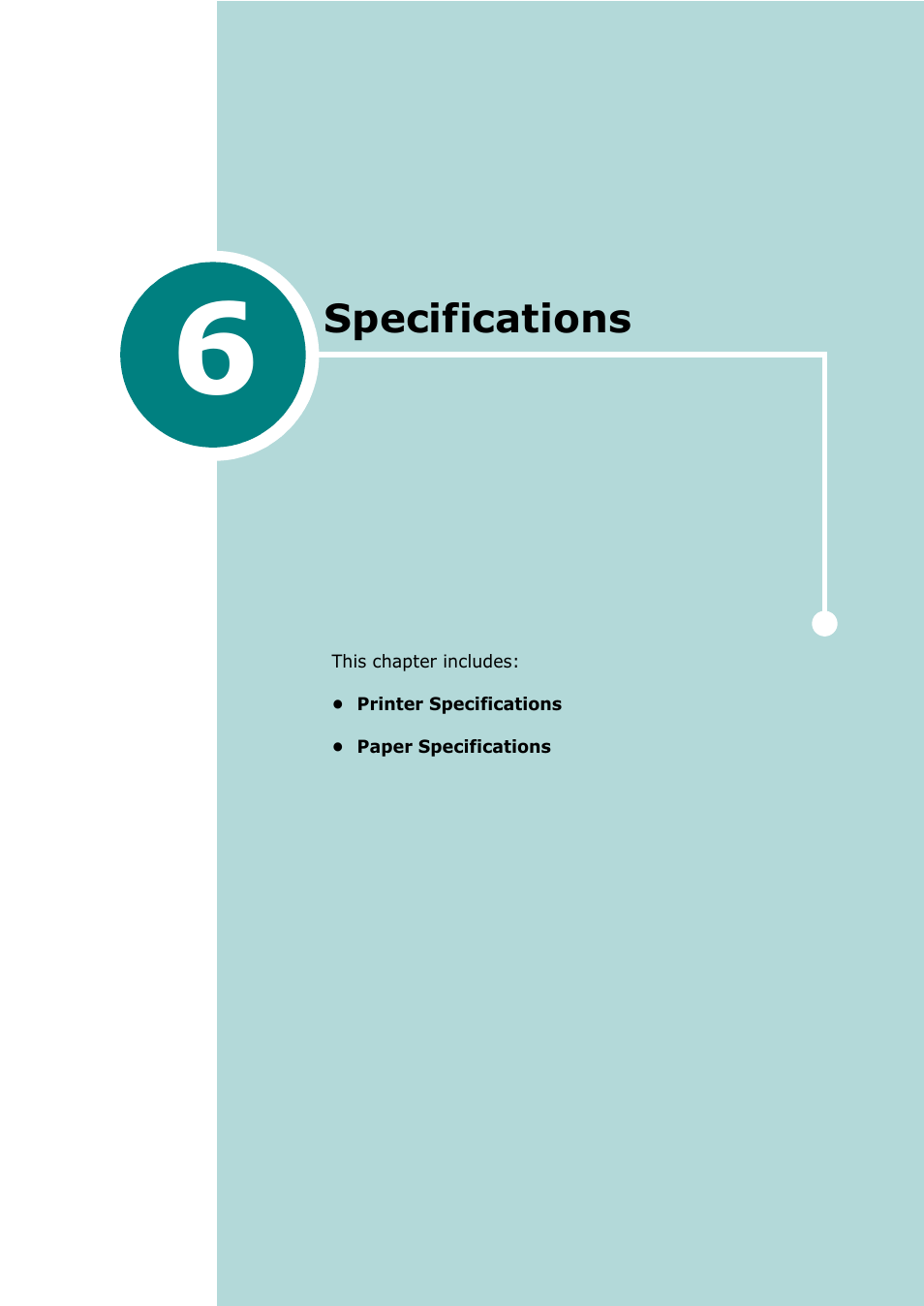 6 specifications, Chapter 6, Pecifications | Samsung ML-1615 User Manual | Page 74 / 110